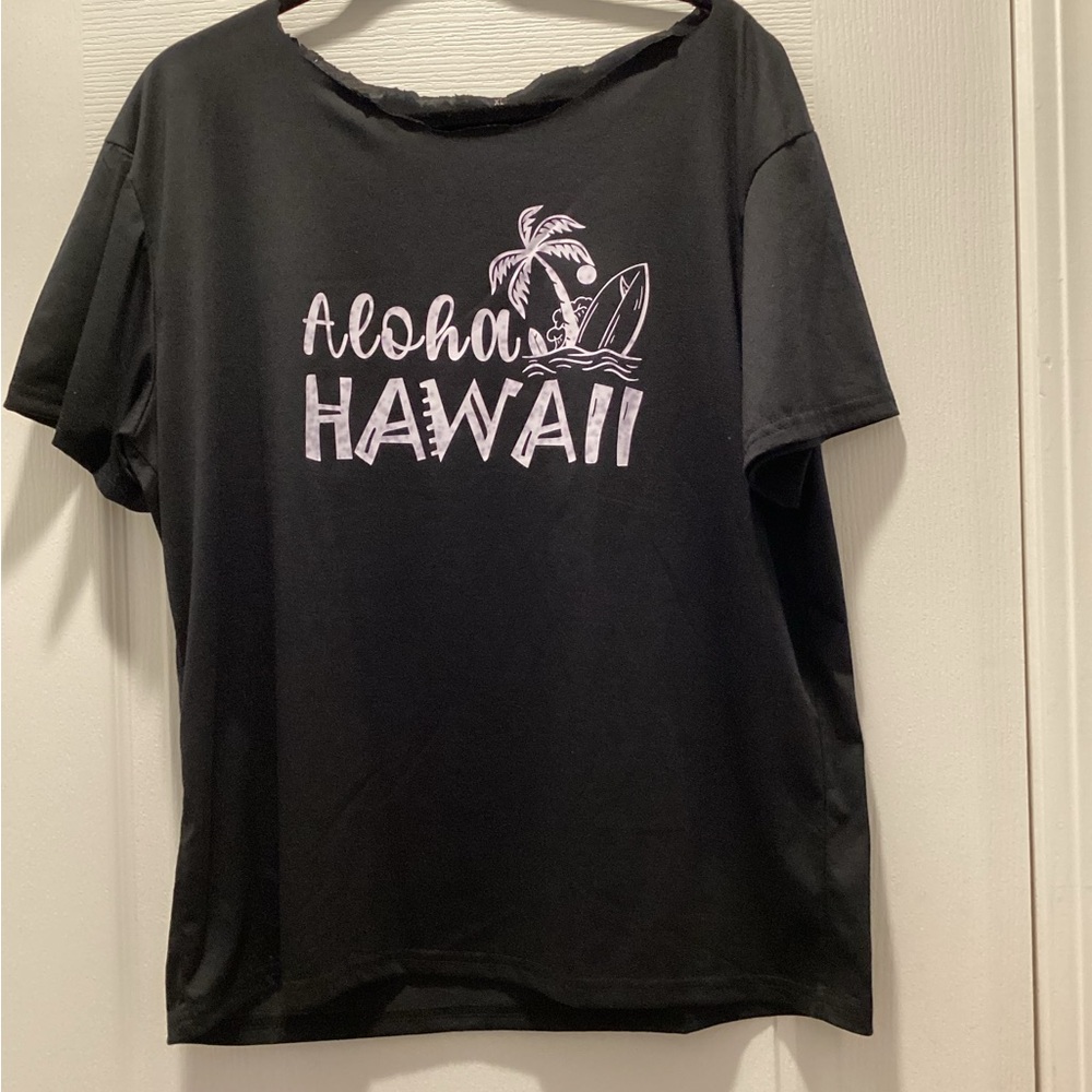 Aloha Hawaii Graphic Customized Crew Neck Tee - Black